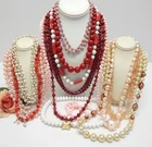 VINTAGE TO NOW COSTUME CRAFT JEWELRY BEADED NECKLACE LOT, ASSORTED MATERIALS