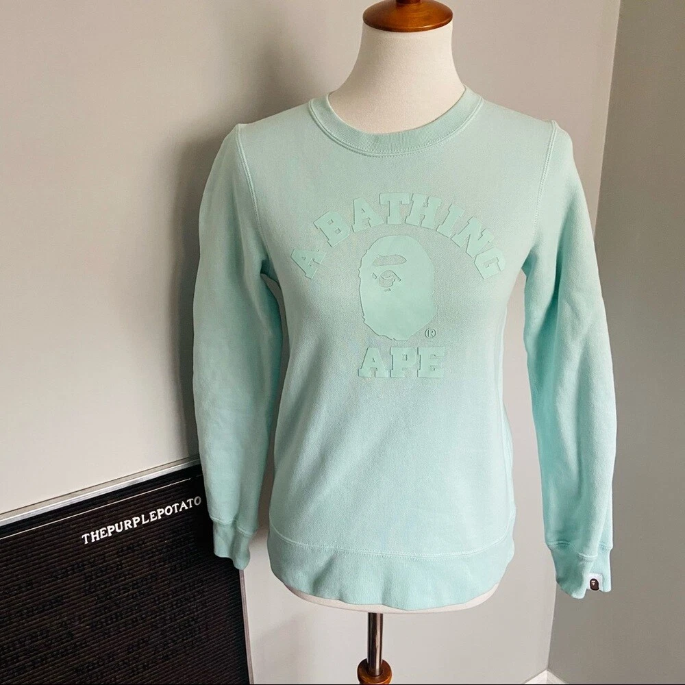 BAPE A Bathing Ape Women's Size XS Light Blue Logo Crewneck