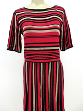 Striped Stretch Dress Ann Taylor Multicolor Short Sleeve Mid Calf NWT