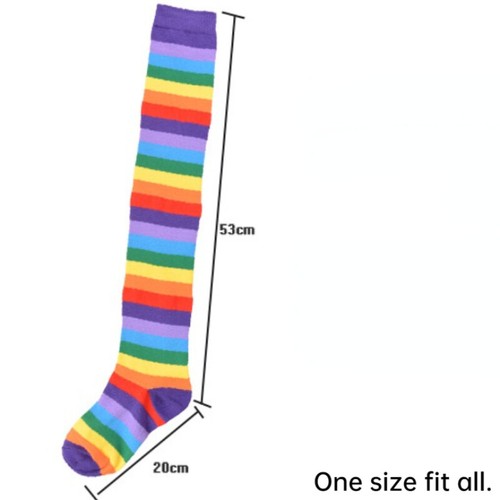 2 Pairs Lady Rainbow Striped Over The Knee Leg Socks Lolita Boot Stockings Soft - Picture 3 of 20