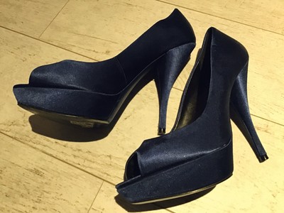 dark navy satin shoes