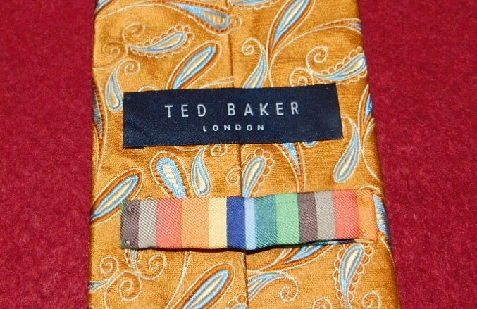 TED BAKER HECHO EN EE. UU. BEIGE/ORO/AZUL PAISLEY CORBATA - CORBATAS - CORBATAS DE DISEÑADOR. Foto 3 de 3