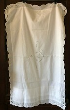 Single Pillow Sham Embroidered White Cotton 24 x 39 Country Style