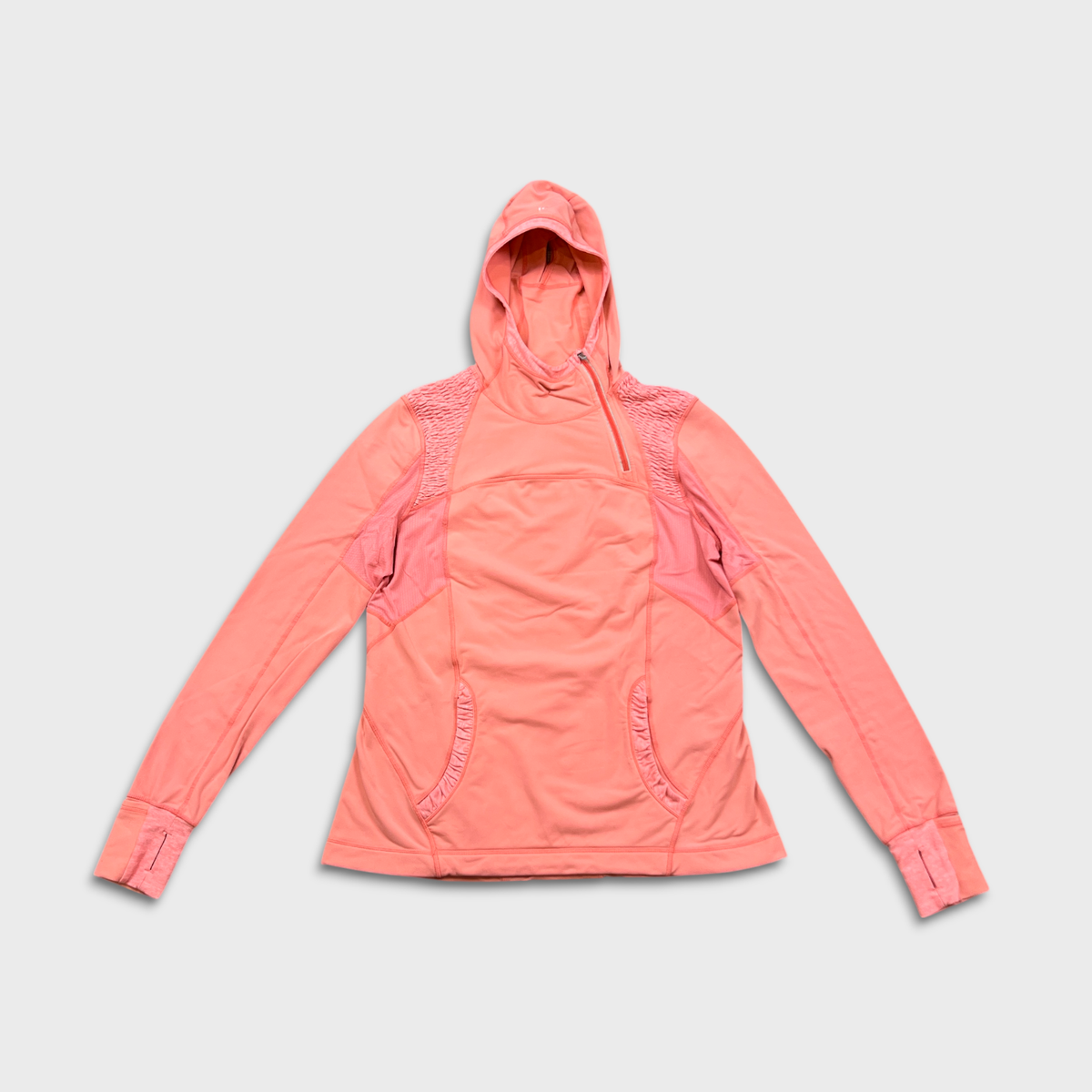 Lululemon Hoodie Womens Size 12 Orange Side 1/4 Zip Athletic Run