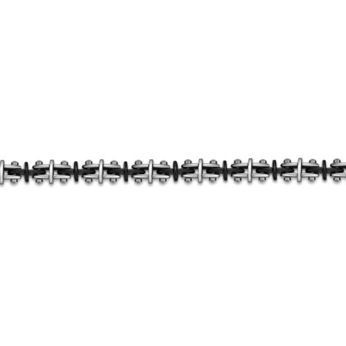 Black Ion Plated Stainless Steel Alternating Color Link Bracelet - 8.5 Inch - Picture 2 of 4
