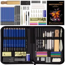 Drawing Set Sketch Pencils Kit 57 Pieces Sketching Supplies with 3-Color