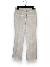 We the Free Liv Printed Boho Cropped Flared Pants In Ivory Size 24