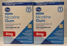 KROGER - 4mg Uncoated Nicotine gum - 2 Boxes - 220 Total pcs. Exp. 5/25 - NEW