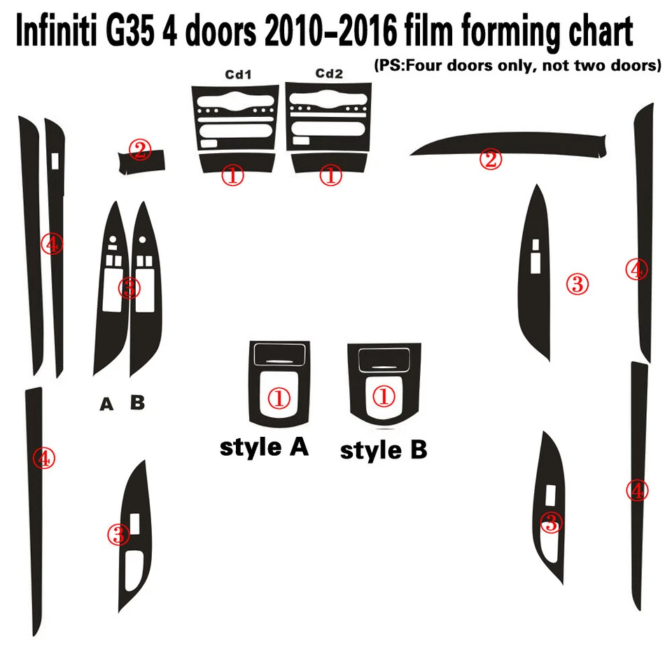 For Infiniti G35 2007-2008 3D Carbon Fiber Pattern Interior DIY Trim Decals Foto 2 de 4