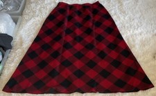 Talbots 100 Wool Red Black Plaid Maxi Skirt Size 10 Vintage Made In USA NEW
