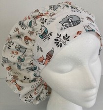 Cute Animals Large Medical Bouffant Scrub Cap Surgery Hat Chef Veterinarian
