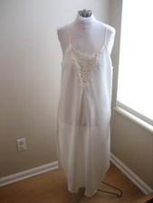 CINEMA ETOILE Ivory Polyester Satin Long Strap Night Gown, Applique - Size L