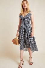 Anthropologie Allison Gingham Wrap Dress XS