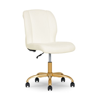 Boucle Armless Office Chair Cream Modern Desk Chair for Adults Teens