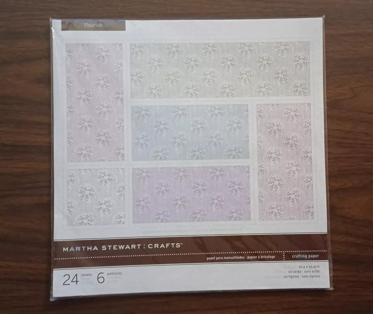 Martha Stewart 12x12 Flourish Crafting Paper 24 Acid Free Sheets -  Scrapbook