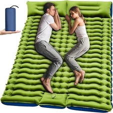 Double Sleeping Pad for 2 - Self Inflating Camping Mat w/ Pillow - 4 Extra Thick