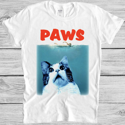 T-Shirt Pfoten Katze schwimmende Katze Haustier Sommer Angeln Meme lustig Kult Geschenk M900