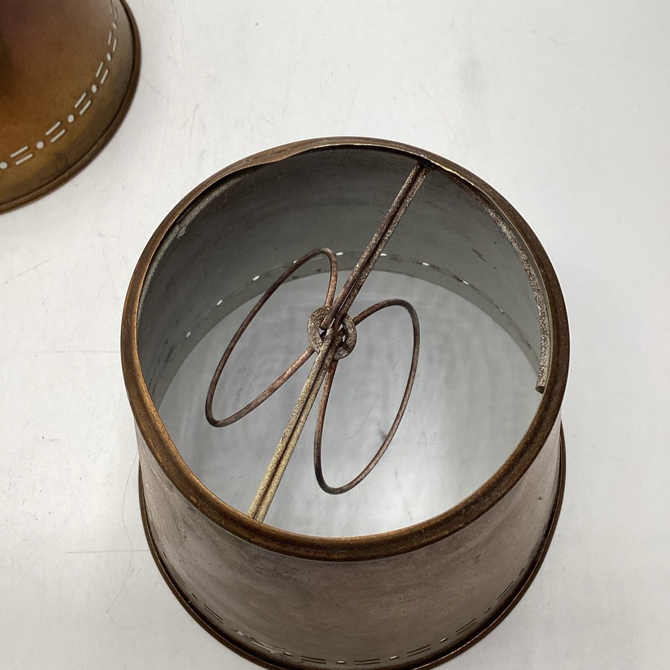 Vintage set of 2 Metal Clip On Lamp Shade Brass Bronze Color 4" Tall