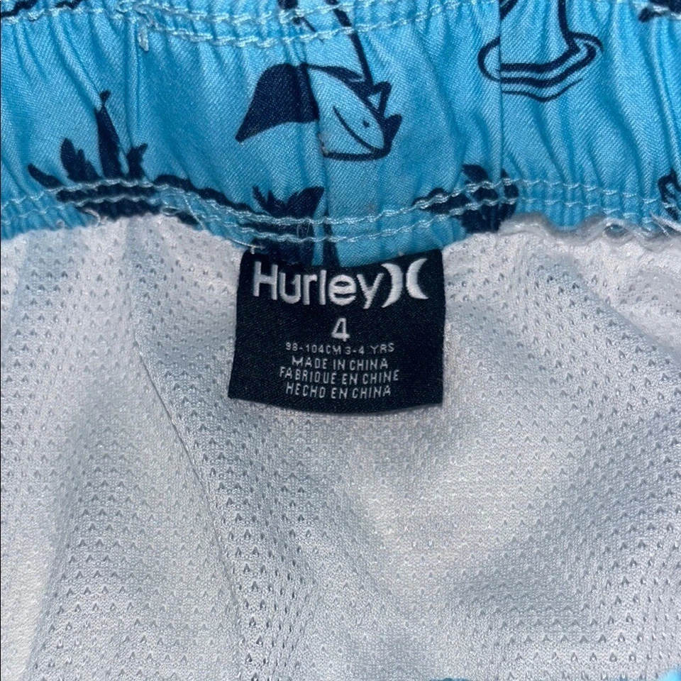 Hurley Blue Shark Print Swim Shorts size 4 - Image 2 of 4