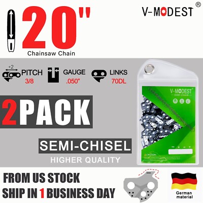 2PACK 20'' Chainsaw Chain For Poulan PR5020 Echo CS 590 72LPX70CQ 3/8'' .050'' 70DL