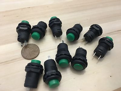 10 Pieces Latching 12mm green push button Switch round button 12v on off