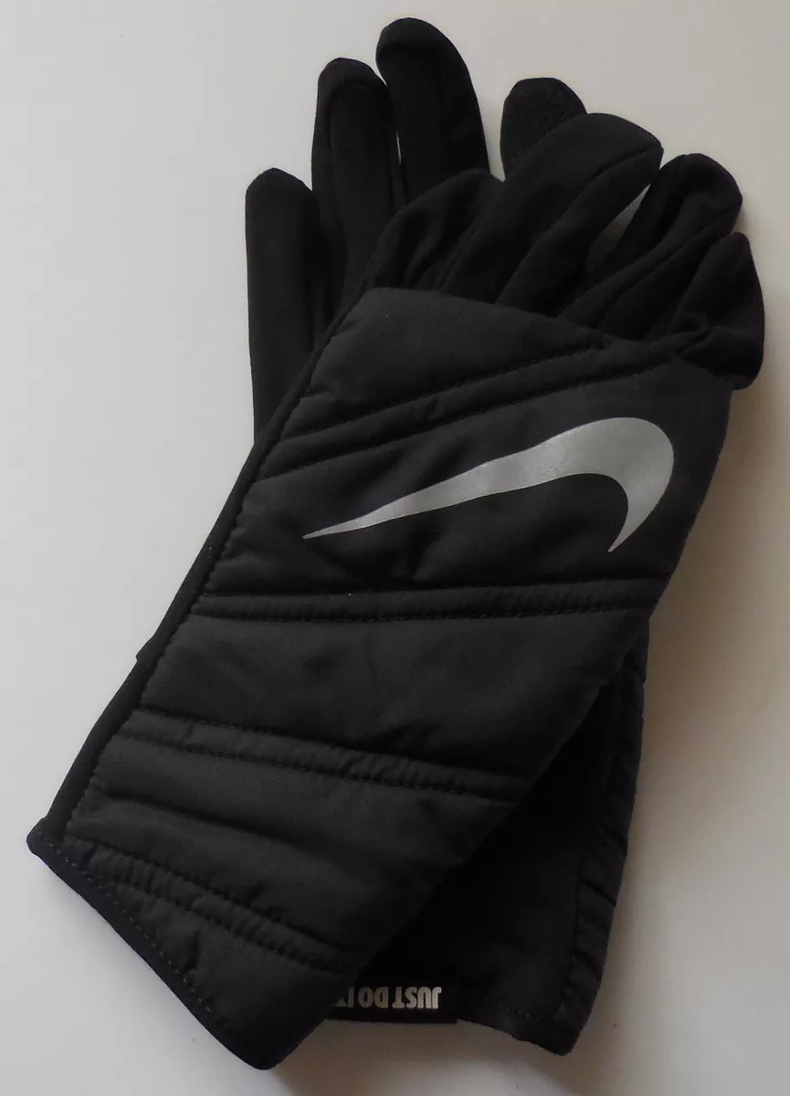 Nike Quilted Dri Fit Running Gloves Women Black Silver X Small eBay