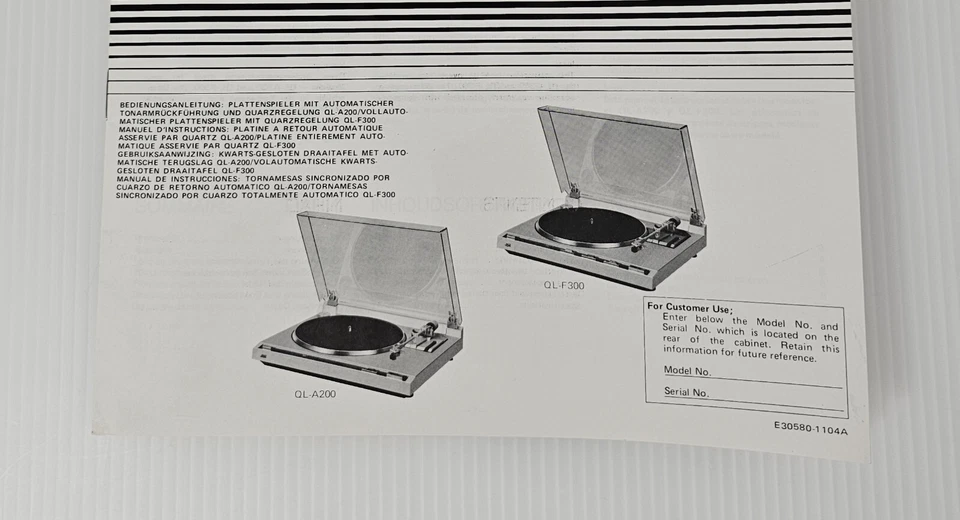 JVC QL-200, QL-F300 Manual Instruction Book, Multi Language, Genuine Original  - Image 4 of 4