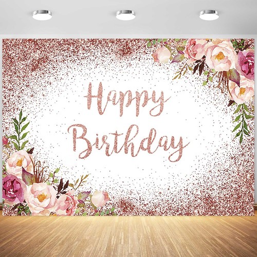 7x5ft Happy Birthday Backdrop Rose Gold for Girls Women Birthday Photography ...
