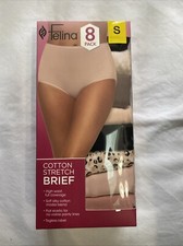 NEW FELINA MULTI-COLOR 8 PK COTTON STRETCH BRIEF PANTIES SZ S 124C