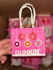 20 Dunkin Donuts Pink Mini Paper Shopping Bag RARE Collectible Christmas Holiday