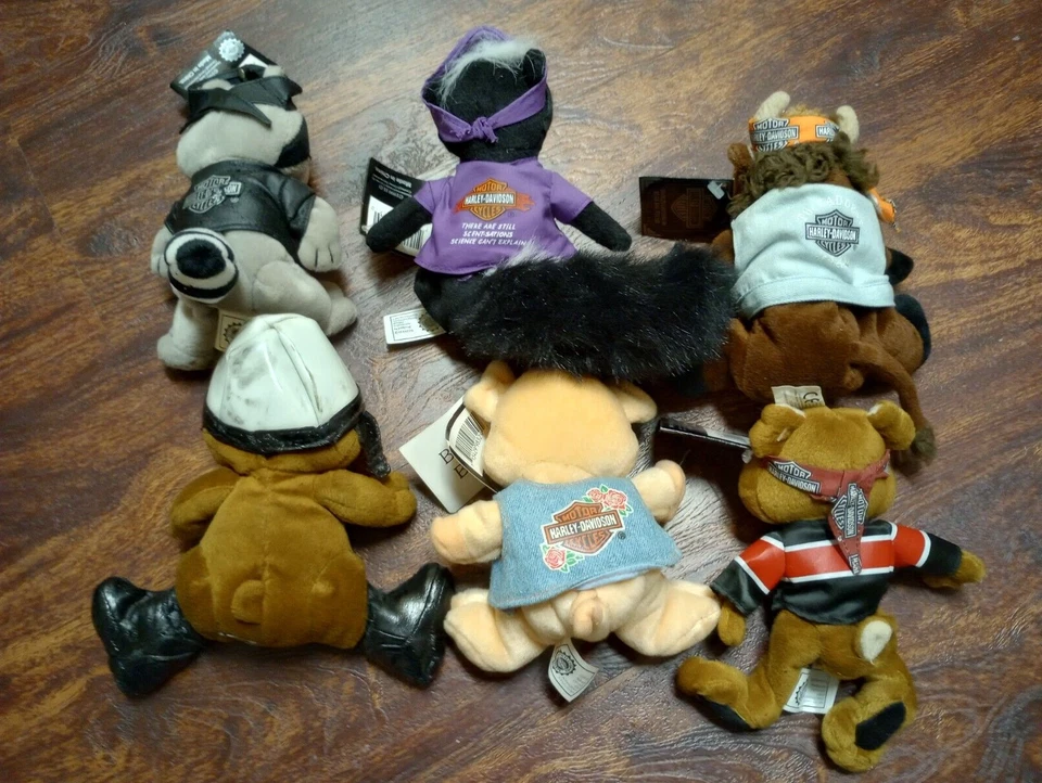 Lote de 6 bolsas de frijoles vintage Harley Davidson motociclista 1998-1999 Foto 3 de 4