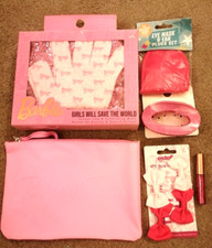 BARBIE Pink Shower Kit/Gift Set Cap ,HANDAIYAN Lip gloss, Bikini Bag + 3 items