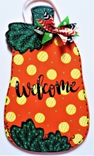PUMPKIN Welcome SIGN Halloween Fall Decor Seasonal Wall Art Door Autumn Hanger
