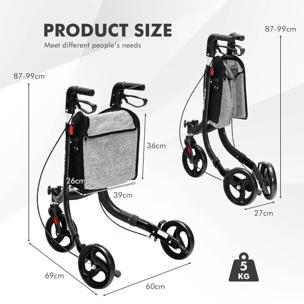 Folding Walking Frame 4WF Rollator Walker Elderly Mobility Aid w ...