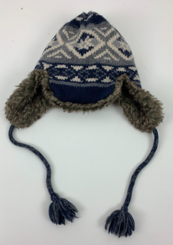 American Eagle Outfitters Trapper Hat Faux Fur Trim Winter Cap Wool Knit OSFM - Afbeelding 1 van 4