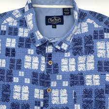 Nat Nast Men's Short Sleeve XL Multicolor Silk Blend Button Up Bowling Shirt