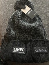 Brand New Adidas Men's winter black beanie hat lined for warmth and comfort