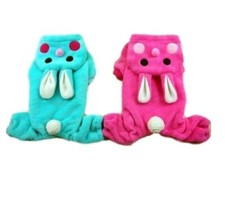 Dog Clothes Soft FLEECE Costume Overall Coat Pants Pajamas Jumpsuit Bunny XXS -L