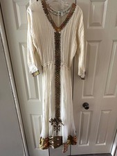 VTG TRADITIONAL ETHIOPIAN DRESS M MULTICOLORED EMBROIDERED CROSS FESTIVAL BOHO