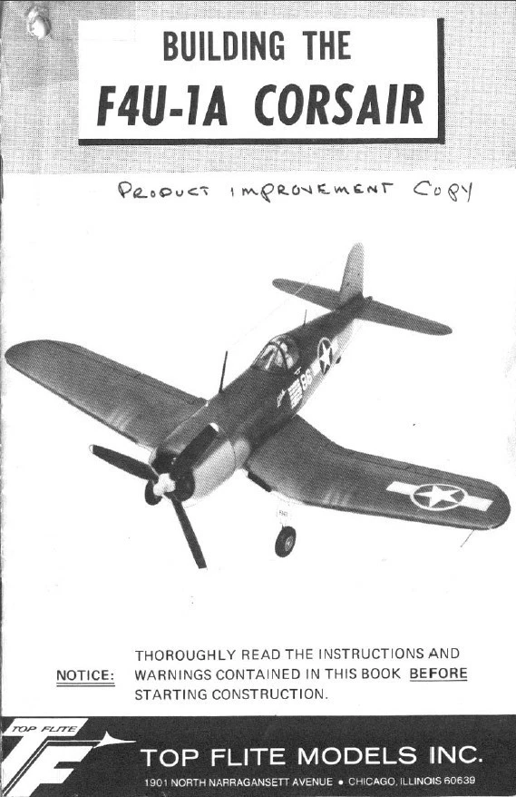 Top Flite Vought F4U Corsair Red Box 60 size printed plan and manual set - Image 2 of 3
