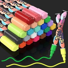 Liquid Chalk Markers Pens - 24 Colors Washable  Wet Erase Neon Chalk Makers for