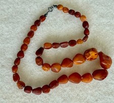 Antique Baltic Amber Natural Butterscotch Egg Yolk Necklace 20.4g