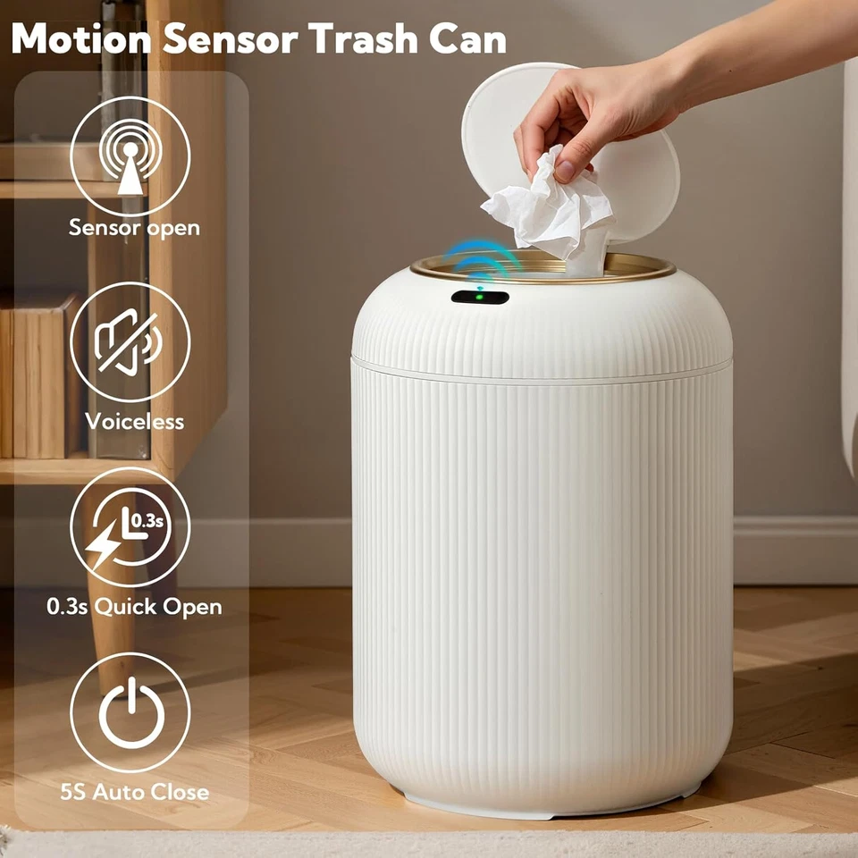 2 Pack Automatic Motion Sensor Trash Can with Lid,3 Gallon Slim Electric Garbage - Image 3 of 4