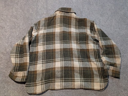 Camisa de franela CPO vintage para hombre XL a cuadros lana mezcla de lino botón de anclaje años 70 - Imagen 8 de 13