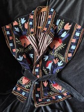 Vintage 1960s Afghan Heavily Hand Embroidered Vest Colorful Floral Hippie Boho