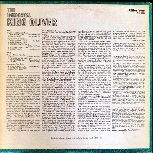 King Oliver - The Immortal King Oliver (LP, Comp, Red) (Very Good Plus (VG+)) - Image 2 of 4