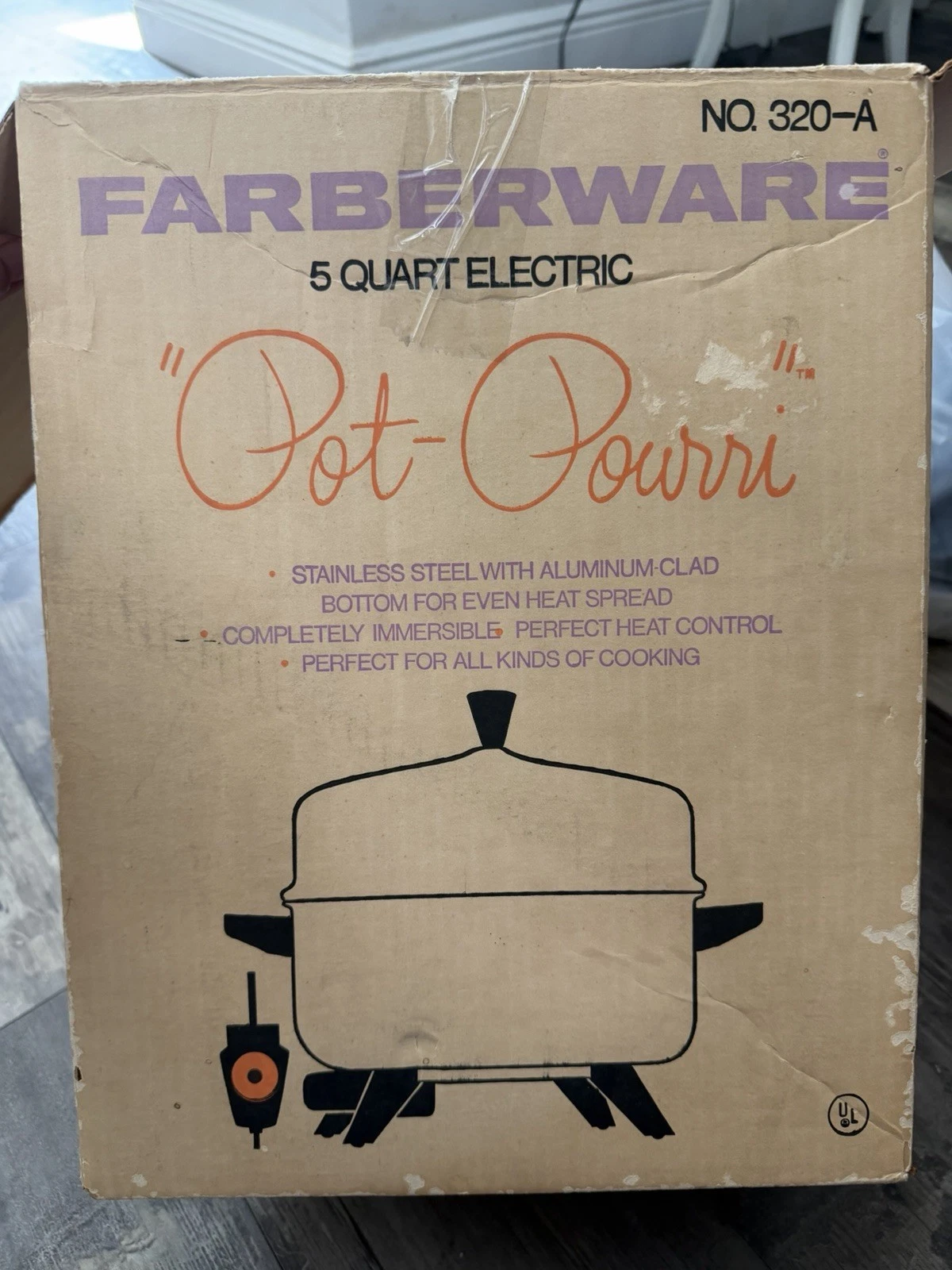 Vintage Farberware Pot-Pourri 5 Qt Electric Cooker Fryer Slow Cooker Model 320-A