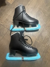 Jackson Figure Ice Skates Black Size 8 w/ Ultima Blades & Blade Guards