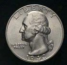1943 Silver Quarter GEM BU Uncirculated - High Grade WWII Silver - 90% Silver