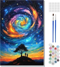 Framed Paint by Numbers Kit for Adults Beginners with Wooden Easel, Landscape...